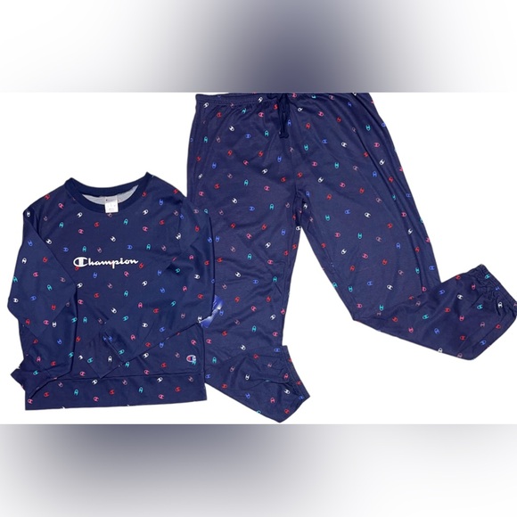 CHAMPION TWO PIECE LONG SLEEVE PAJAMA SET WOMEN SLEEPWEAR BLUE COLOR SIZE MEDIUM - Picture 4 of 12